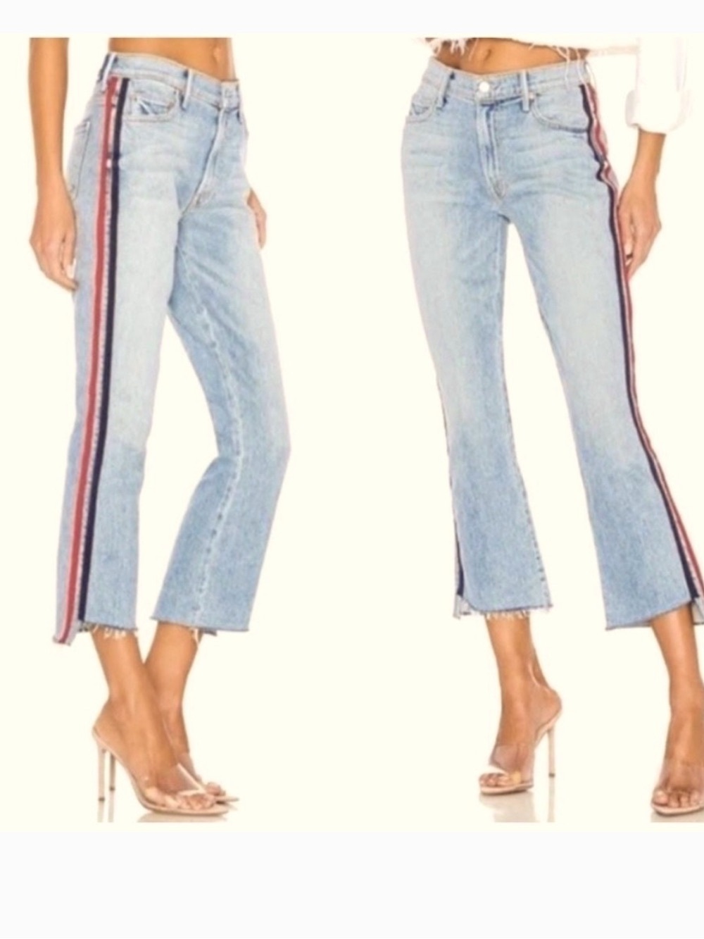 MOTHER Superior The Insider Crop Step Fray jeans with racer stripe